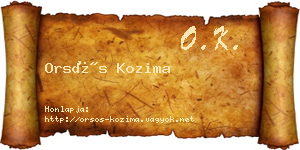 Orsós Kozima névjegykártya