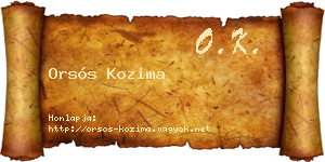Orsós Kozima névjegykártya